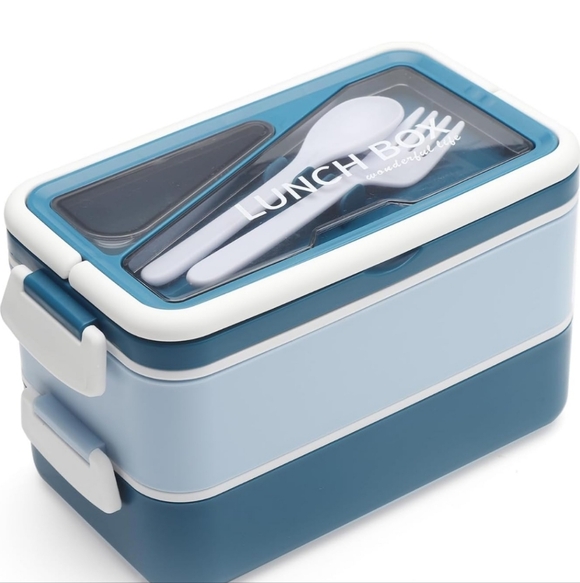Other - Stackable Lunch Box 1600ml 2 Layer Reusable Bento Box with Spoon & Fork